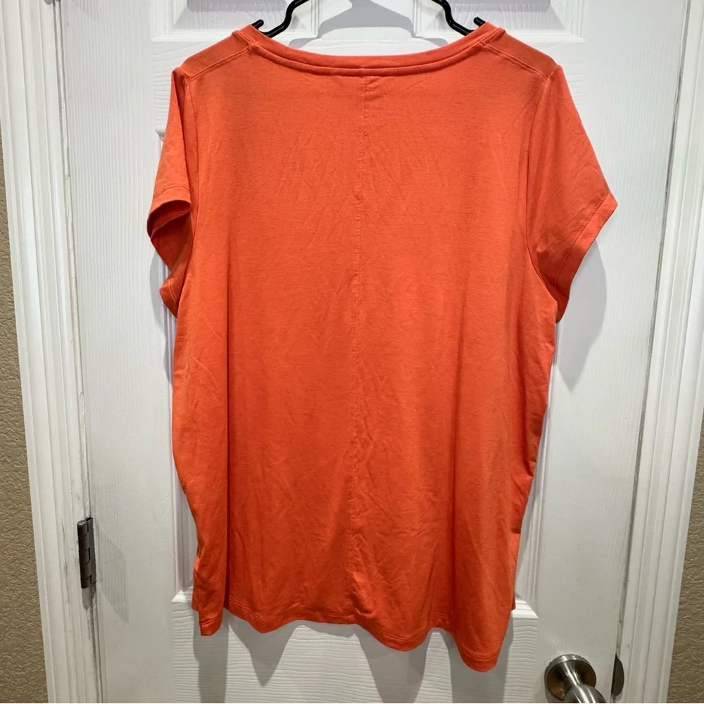 Athleta Women's XL Short Sleeve Tee Salmon Orange Pink Workout Yoga - Picture 2 of 5